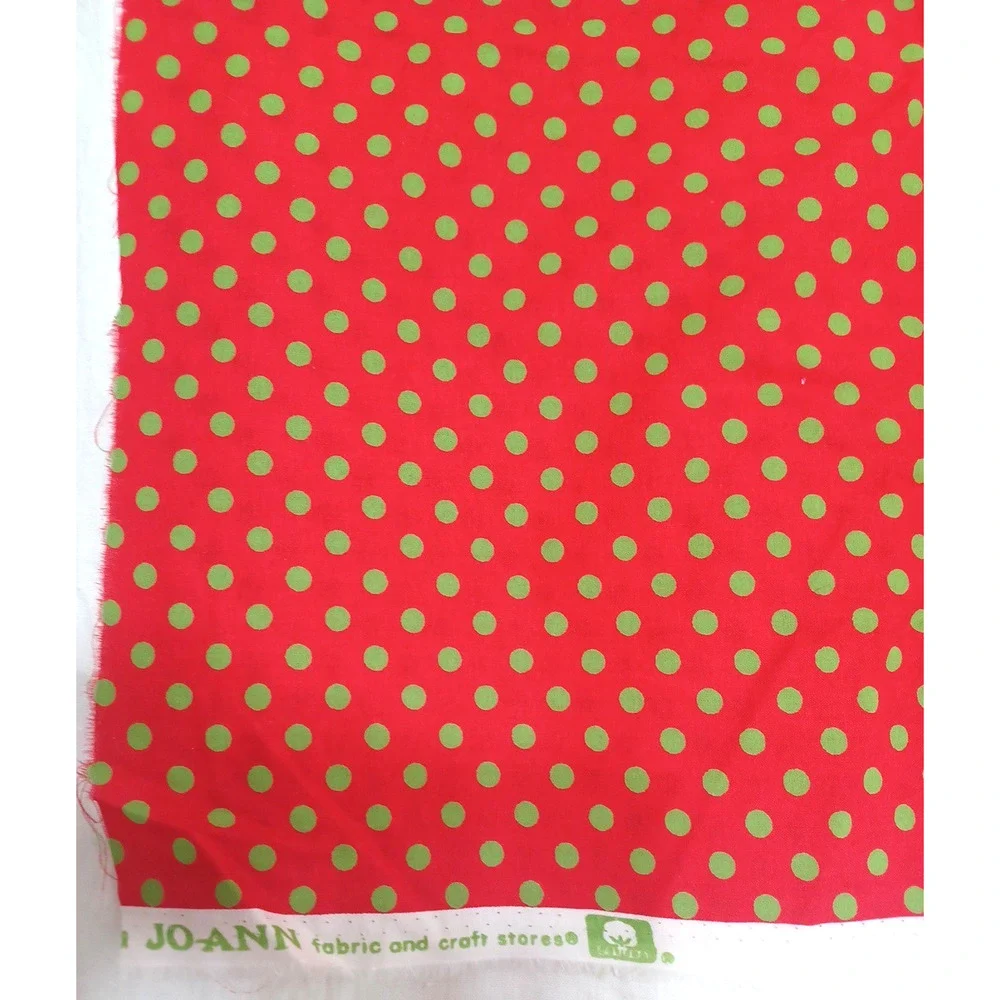 Jo-Ann Red Green Dot Cotton Sewing Craft Fabric 1 Pc 28